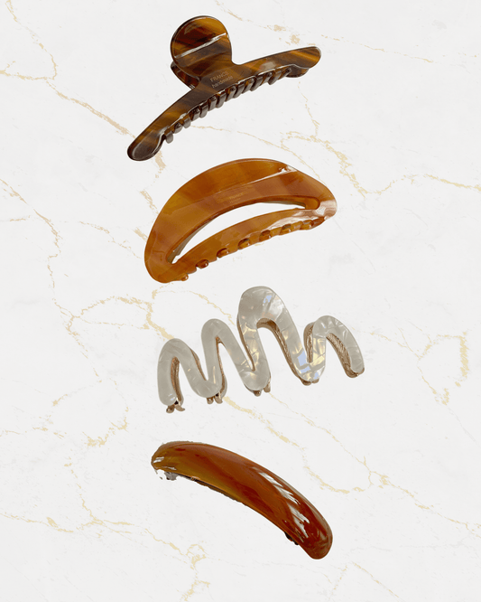 french hair accessory set with claw clips, banana clip, and barrette
