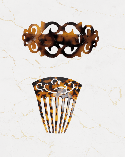 versailles vintage hair accessories set with ornate barrette and decorative hair comb
