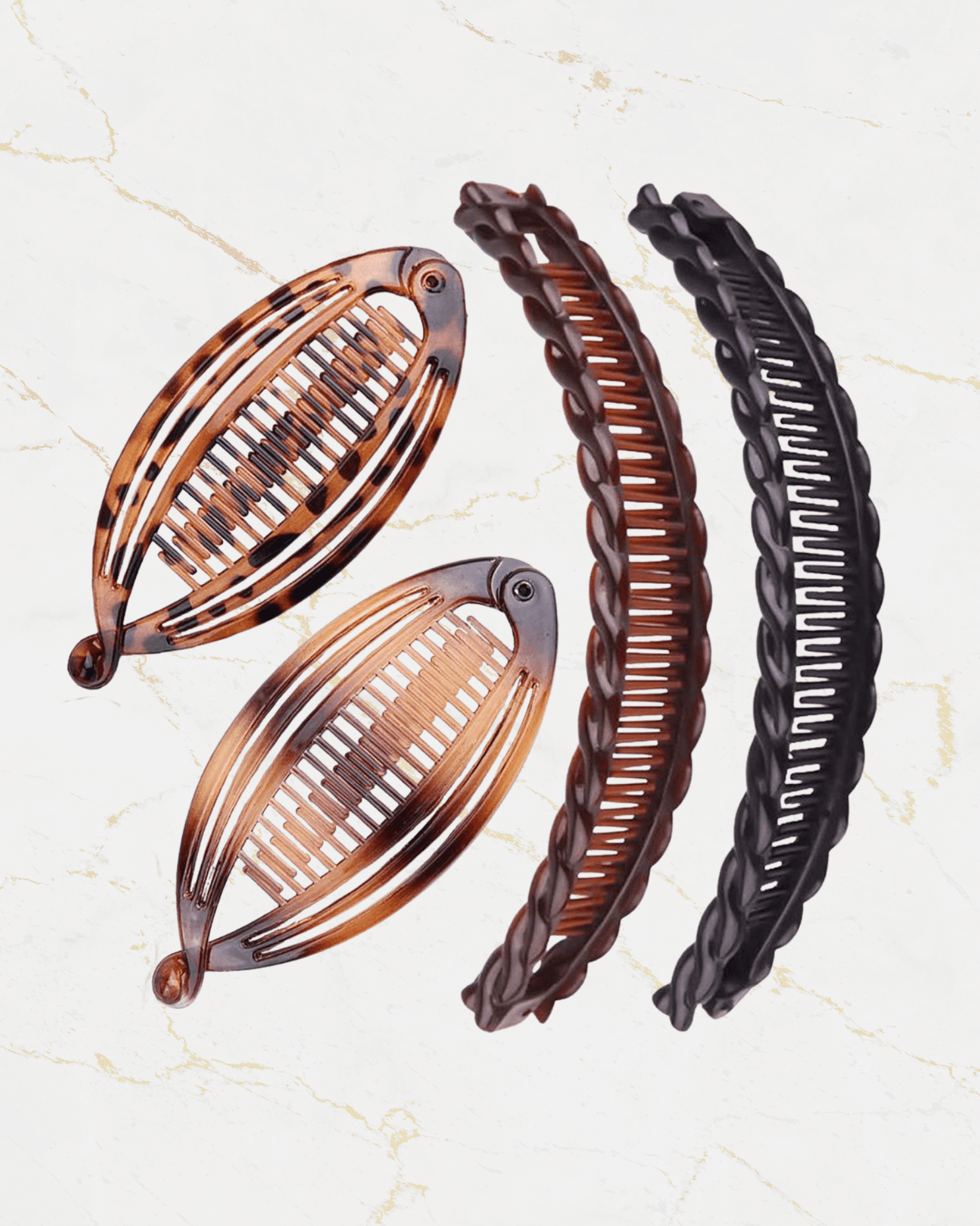 paris café banana clip set with oval and classic banana clips
