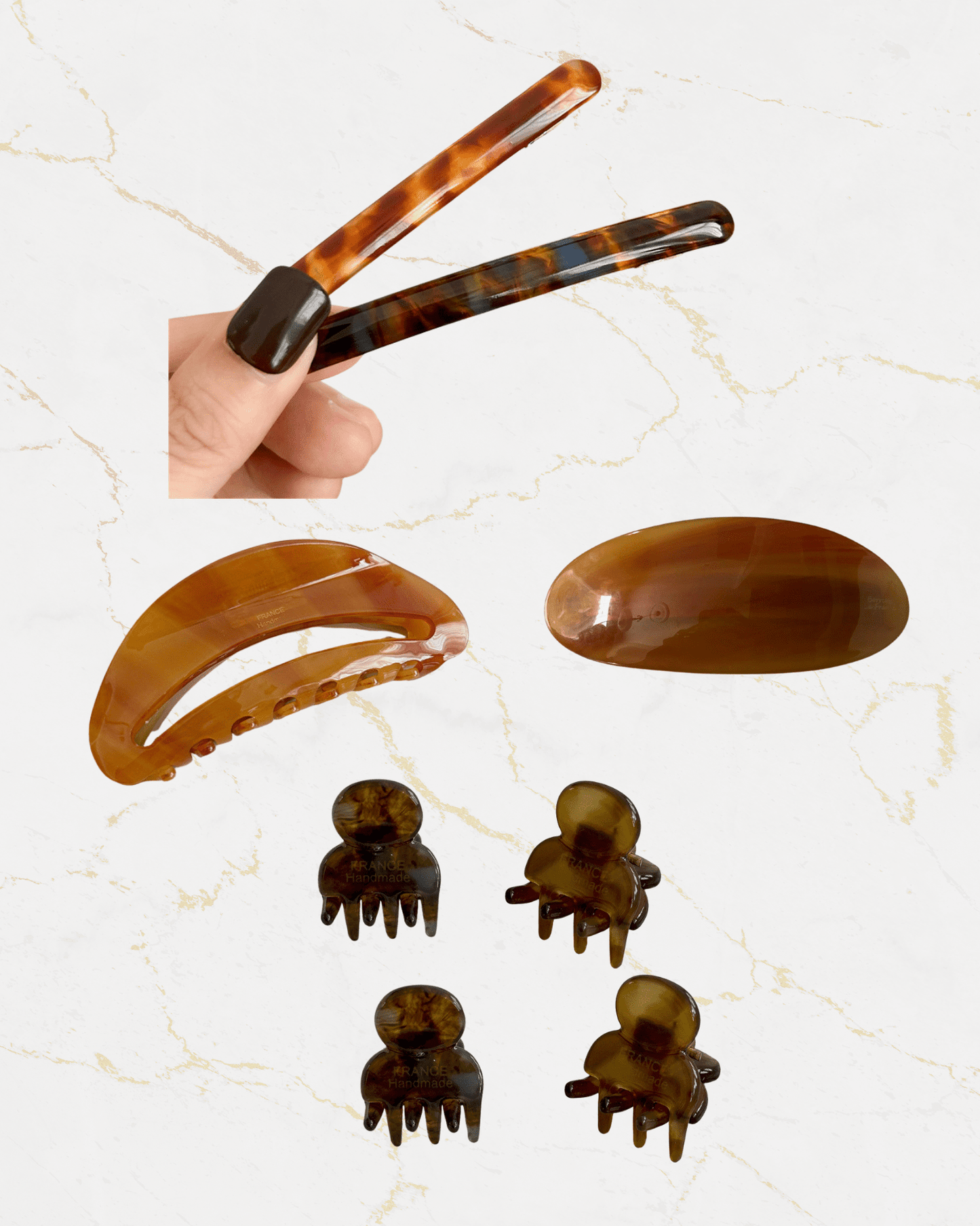 golden hour hair clip set with claw clips and barrettes
