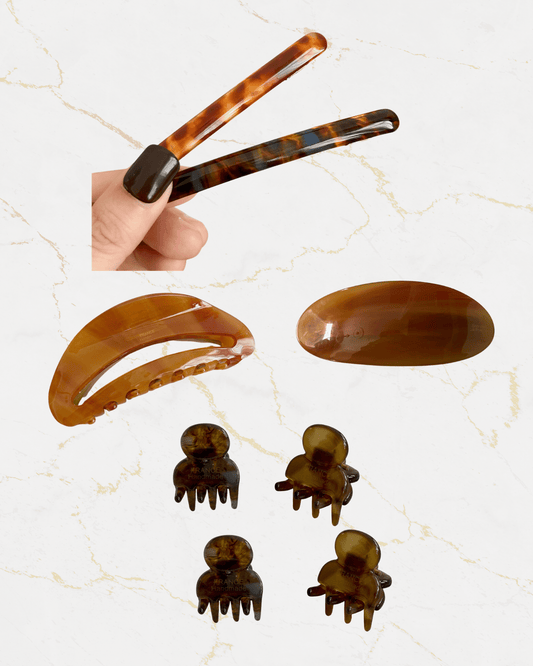 golden hour hair clip set with claw clips and barrettes
